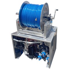 Soft Wash Metering System with Reel Stand, Reel, Hose